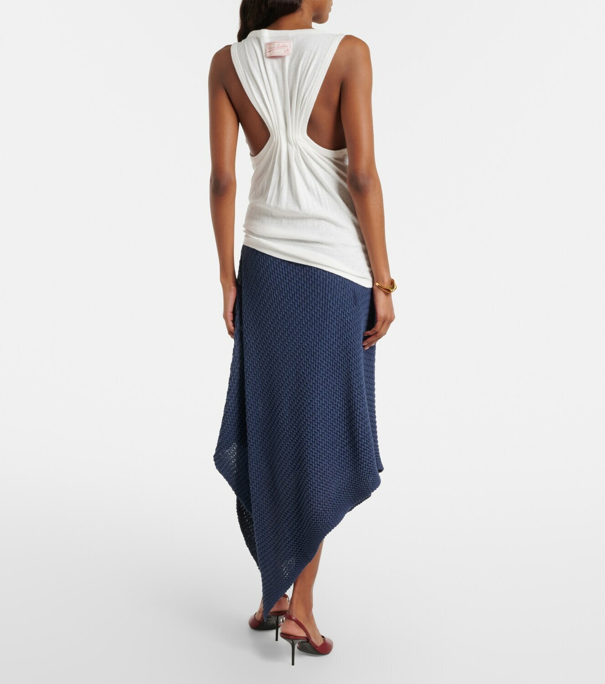 Victoria Beckham Draped knitted cotton-blend midi skirt