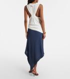 Victoria Beckham Draped knitted cotton-blend midi skirt