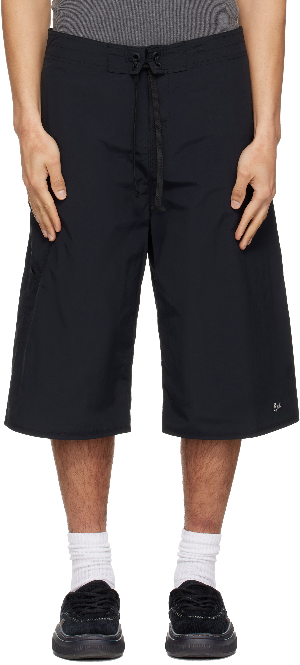 ERL Black Long Woven Shorts