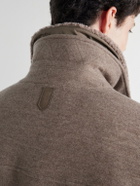 Canali - Shearling-Trimmed Wool and Cashmere-Blend Bomber Jacket - Neutrals