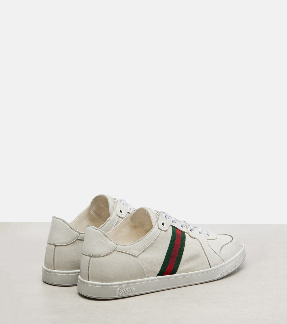 Gucci Stretch Web Stripe leather sneakers
