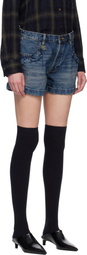 R13 Blue Pouch Pocket Denim Shorts