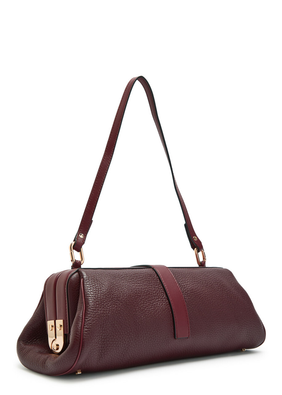 Gabriela Hearst Paola Grained Leather Clutch - Bordeaux - One Size