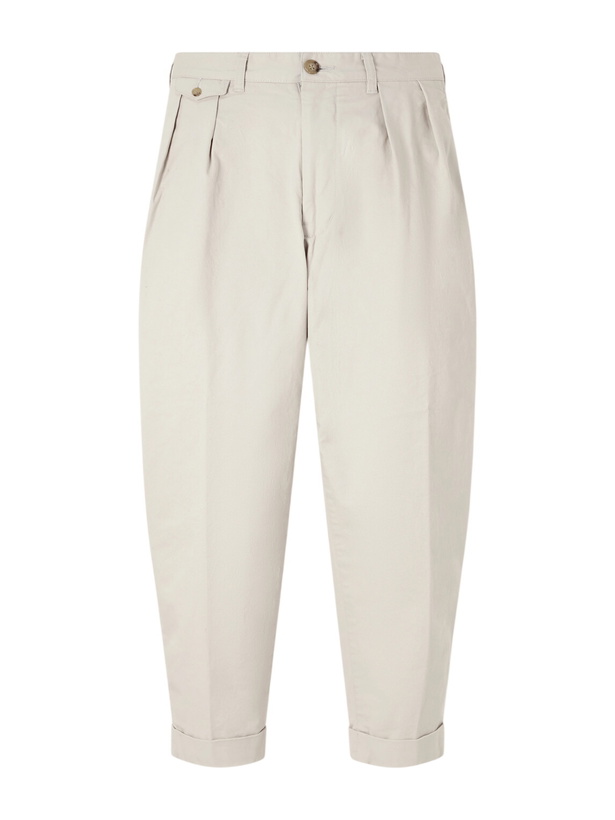 Photo: Beams Plus - Pleated Tapered Cotton-Blend Twill Trousers - Neutrals