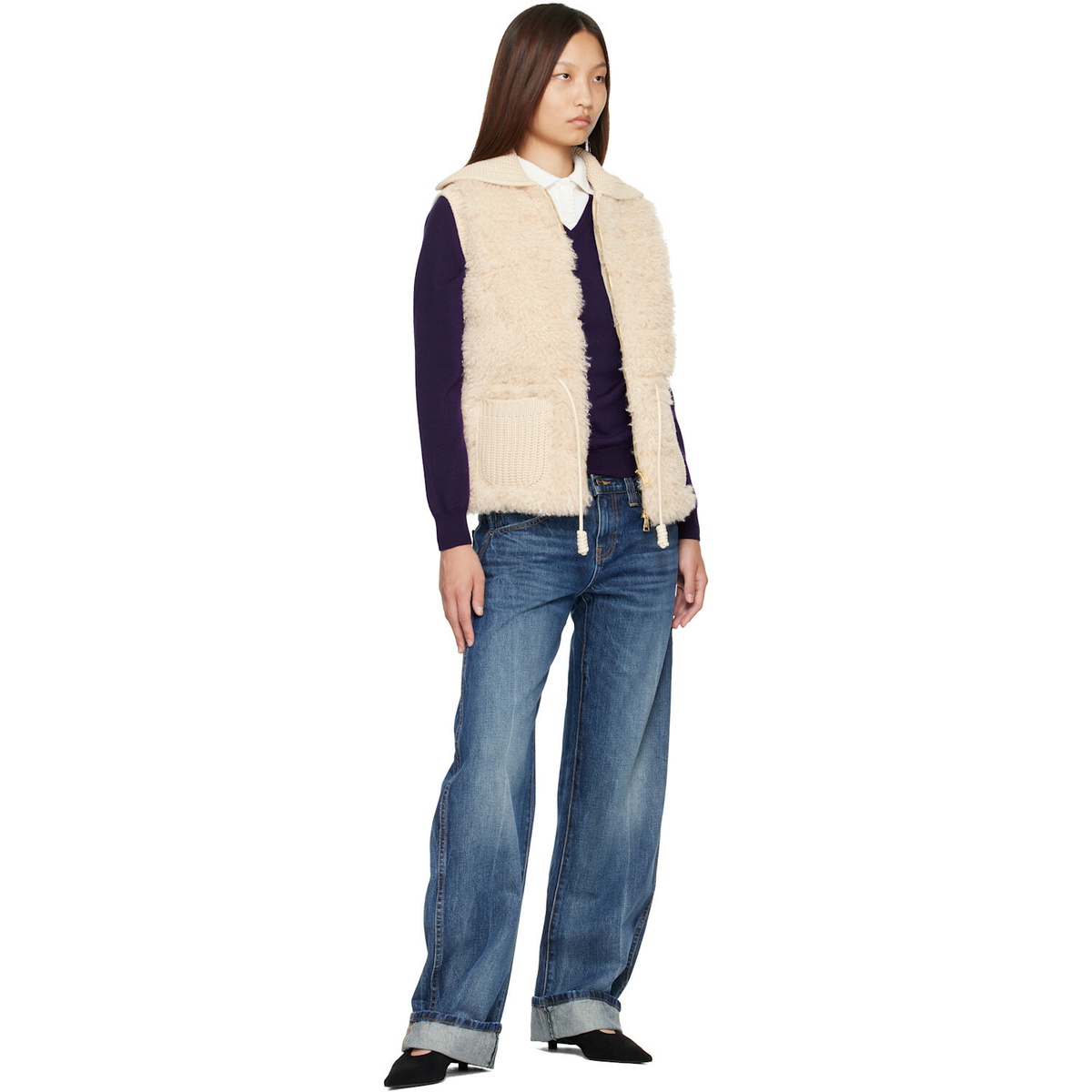 Moncler Beige Wool & Cashmere Blend Down Vest