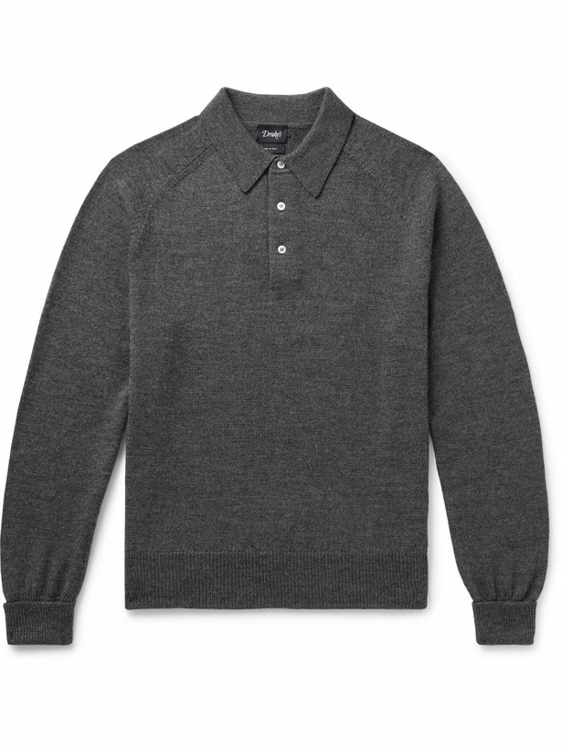 Photo: Drake's - Merino Wool Polo Shirt - Gray