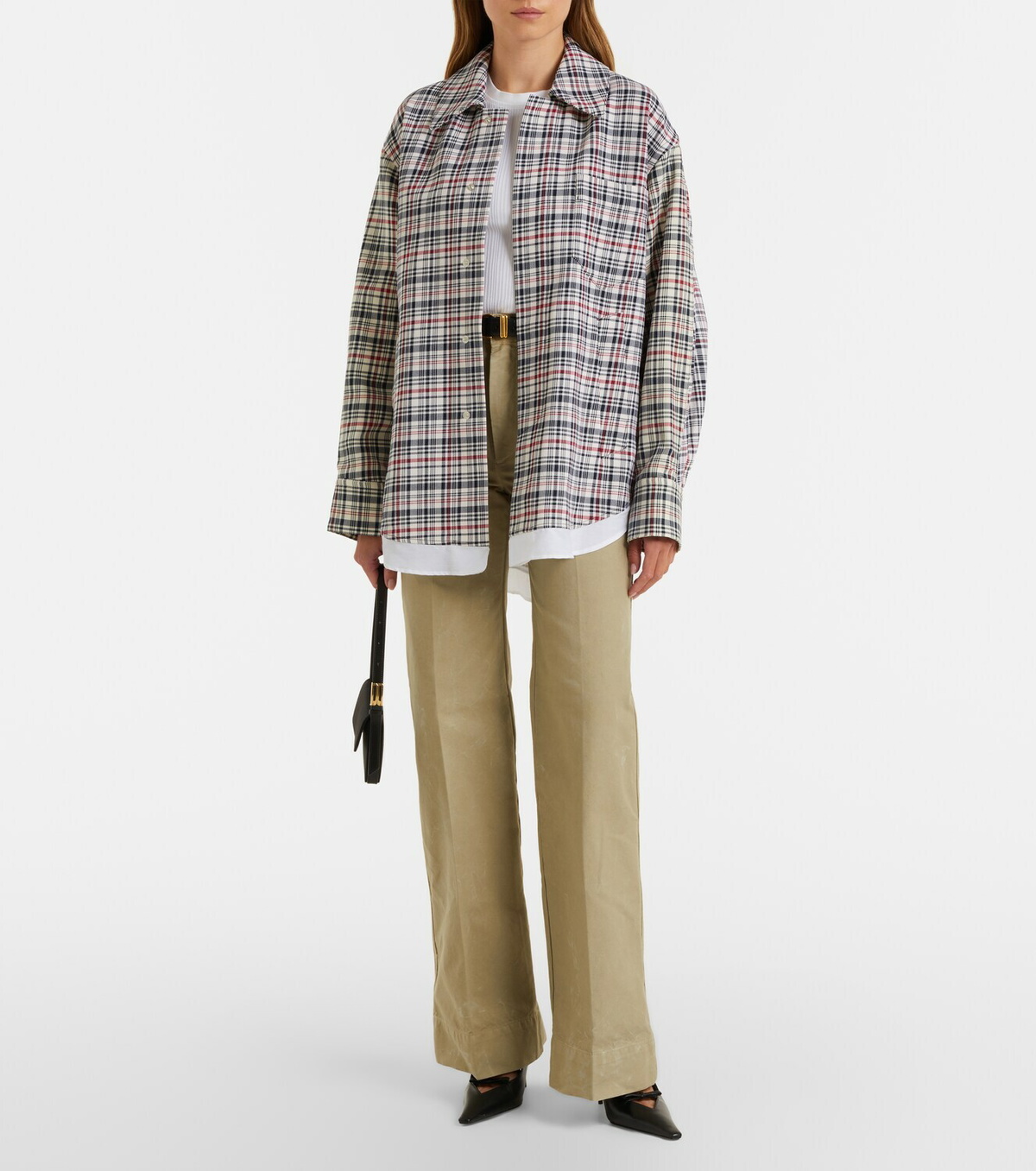Victoria Beckham Checked oversized cotton and wool jacket