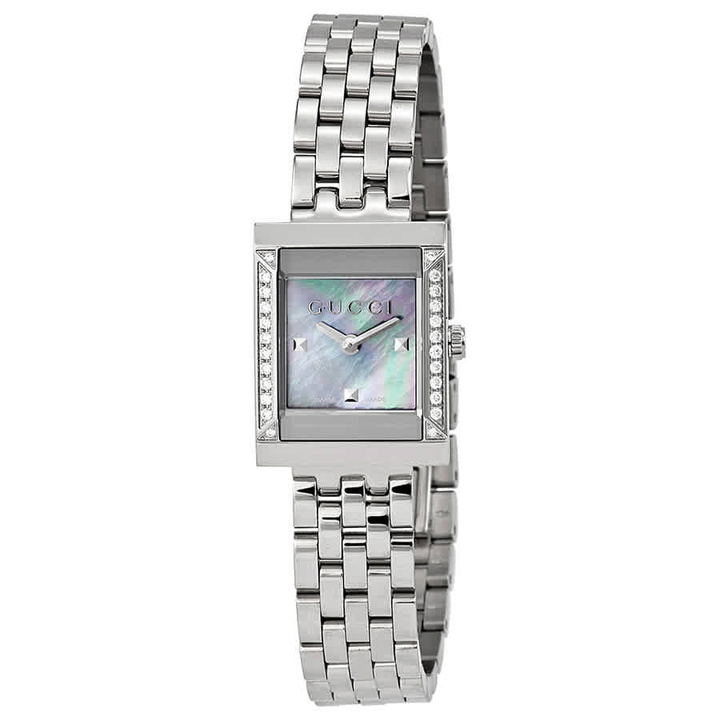 Photo: Gucci G-Frame Mother of Pearl Dial Diamond Ladies Watch YA128404