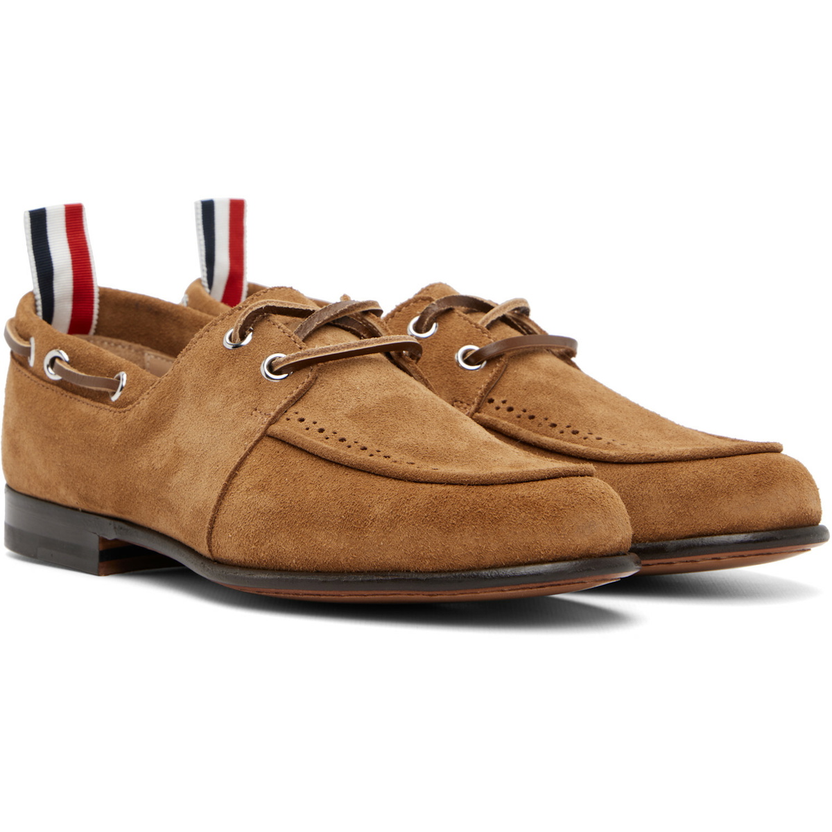 Thom Browne Tan Suede Flex Leather Sole Boat Shoes