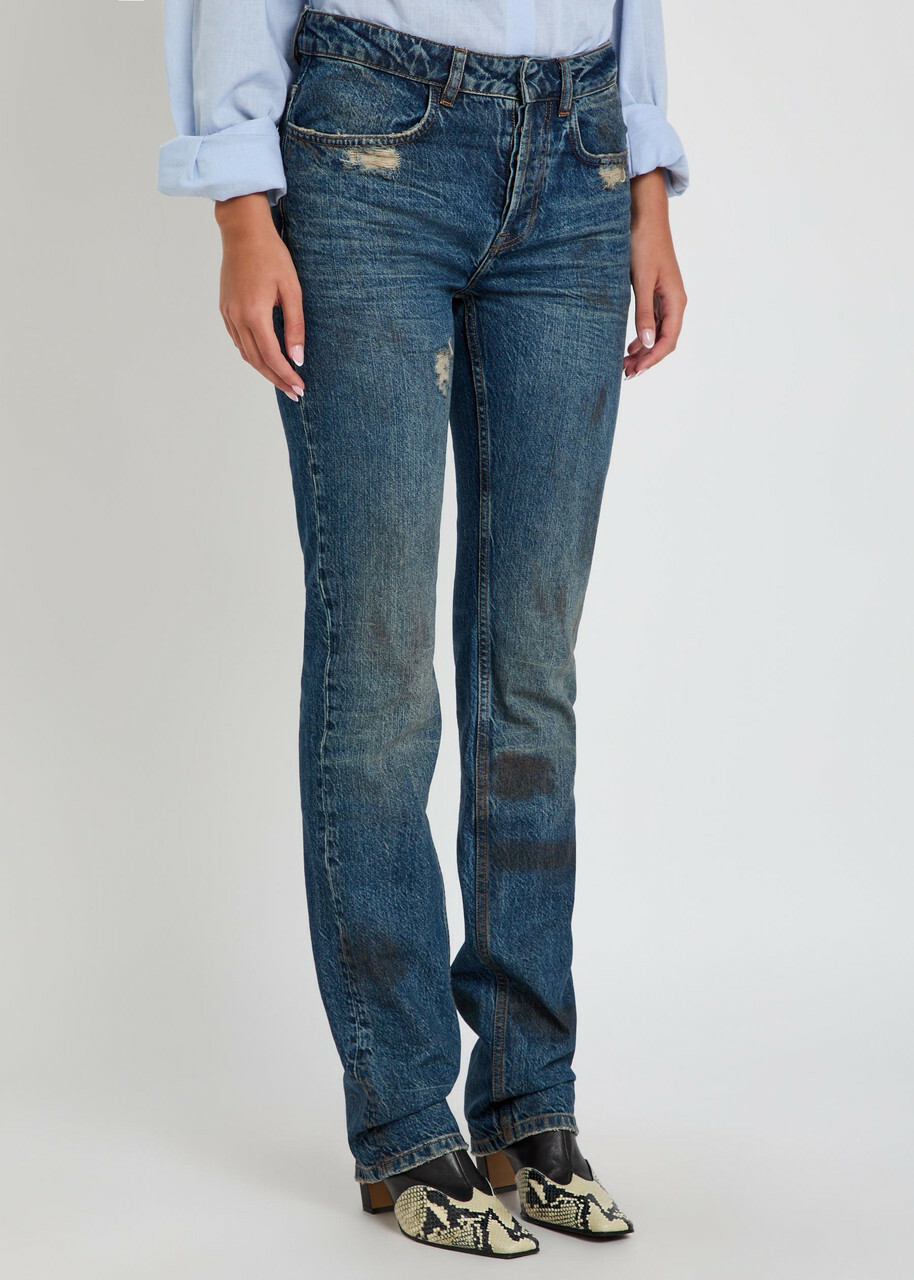 Aaron Esh Distressed Slim Straight-leg Jeans Denim