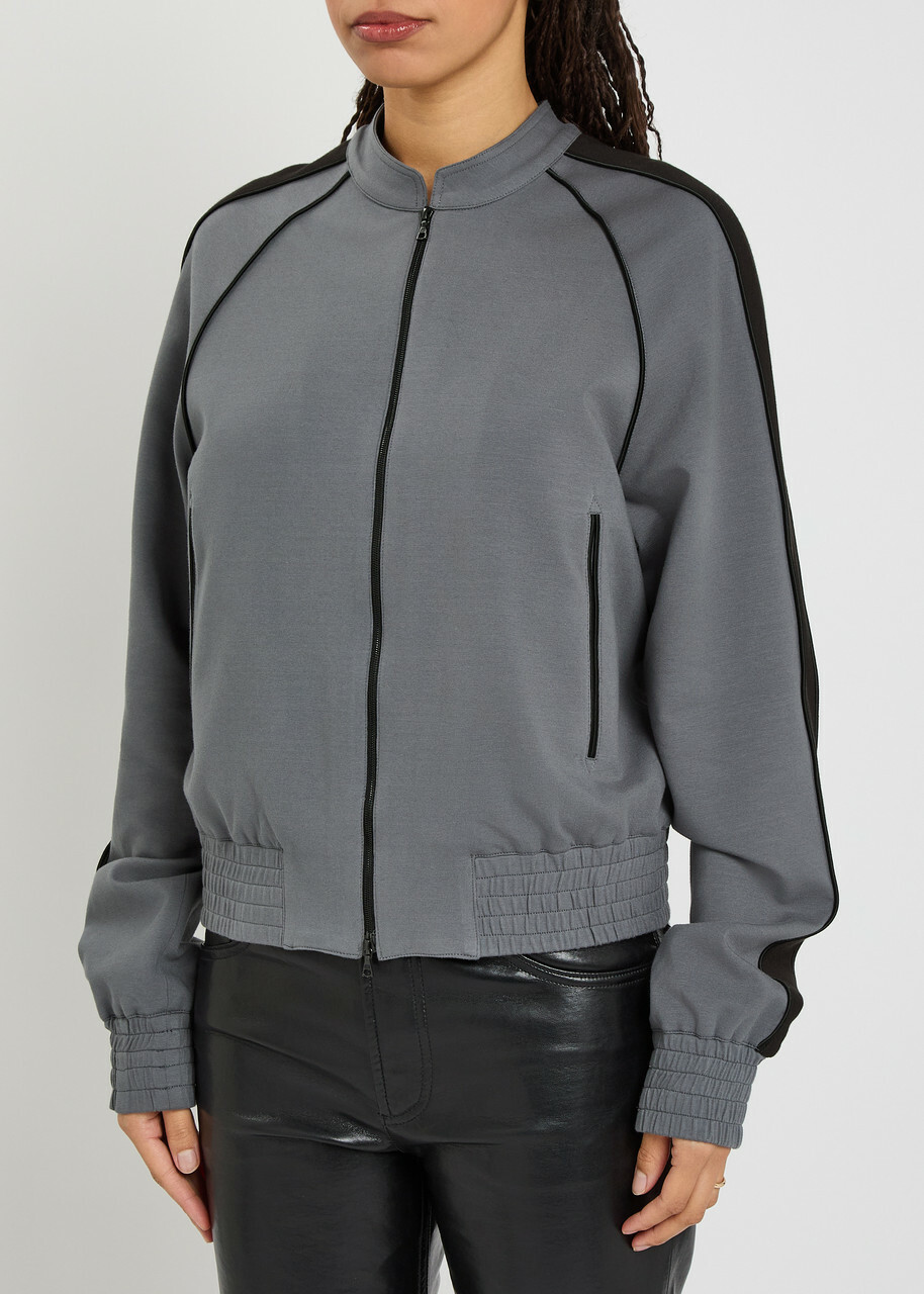 Aaron Esh Panelled Jersey Varsity Jacket Grey