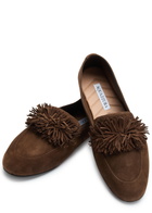 Aquazzura Gytane Fringed Suede Loafers Brown