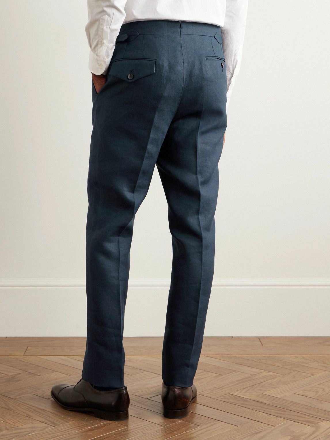 J. Mueser - Waverly Slim-Fit Straight-Leg Linen Suit Trousers - Blue