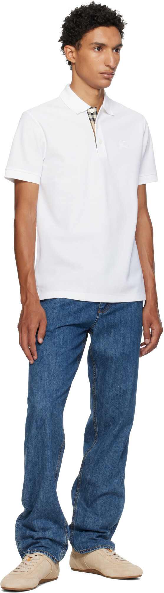 Burberry White Cotton Polo