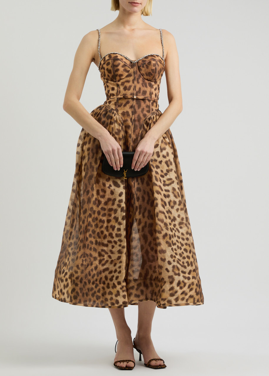 ワンピース ZIMMERMANN ANIMAL PRINT DRESS Zimmermann Crush Leopard-print Linen-blend Midi Dress Multi