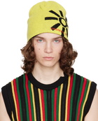 SPENCER BADU Reversible Yellow & Black Jacquard Beanie