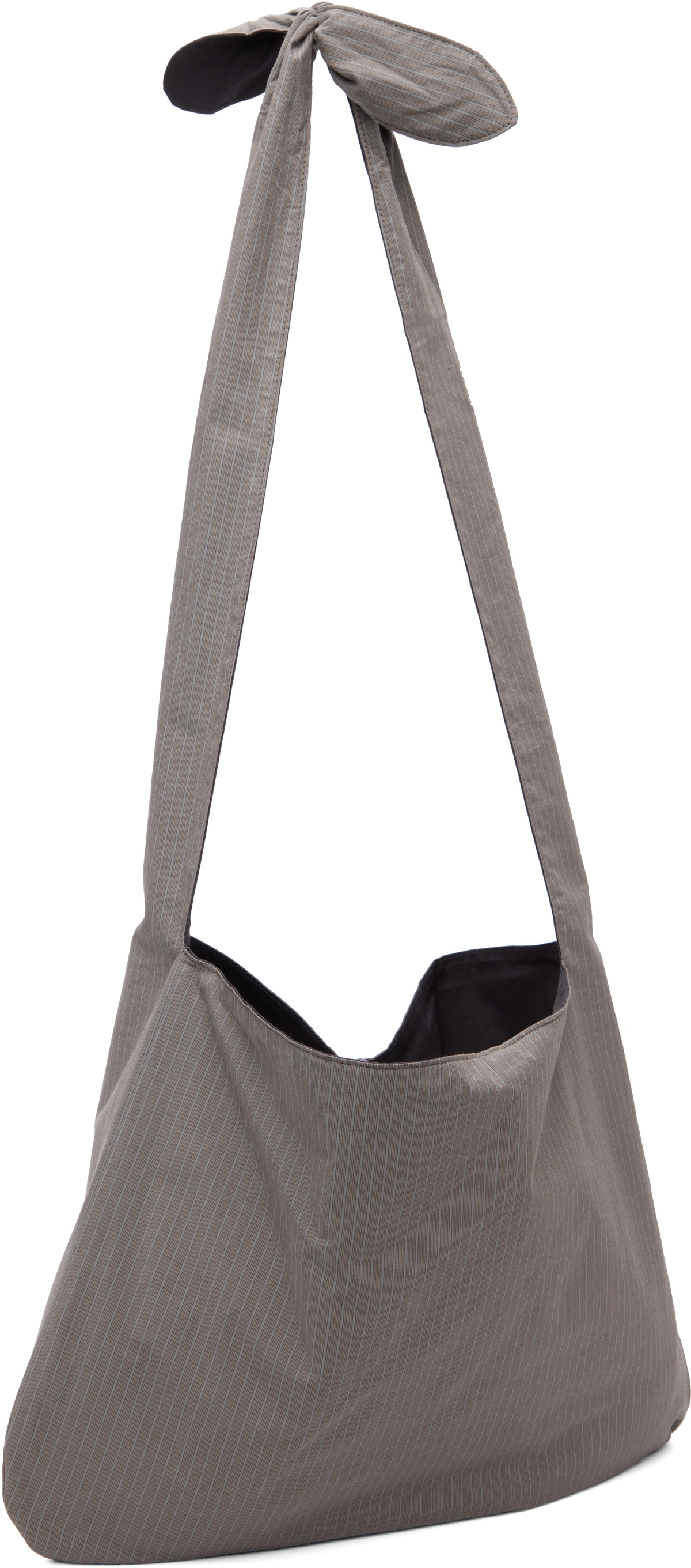 AMOMENTO Gray Stripe Large Shoulder Bag