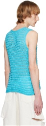 Situationist Blue Hand-Knit Tank Top