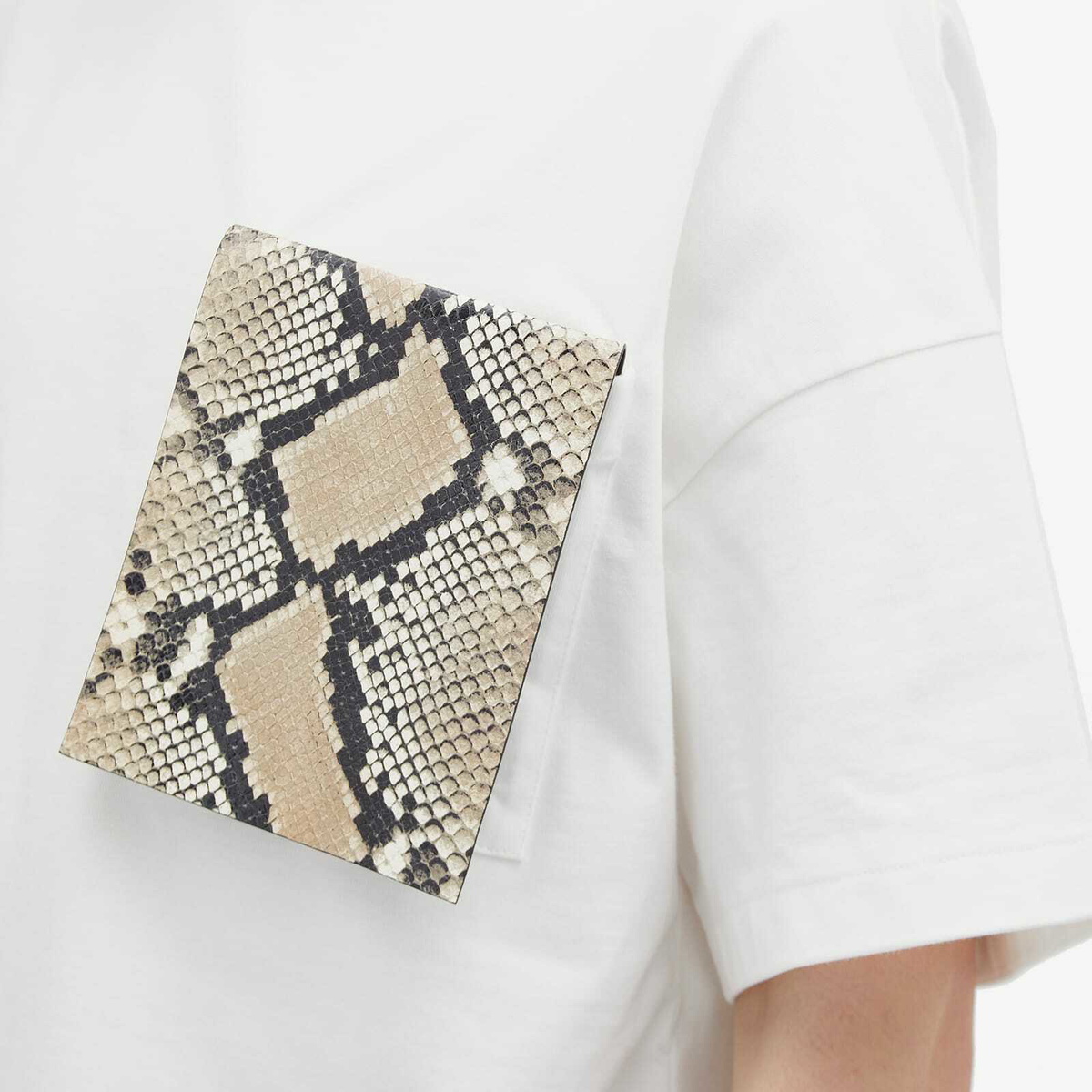 Jil Sander Men's Python Print Pocket T-Shirt in Porcelain