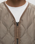 Taion Military Zip V Neck Down Jacket Brown - Mens - Overshirts