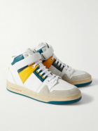 SAINT LAURENT - Lax Colour-Block Leather and Suede High-Top Sneakers - White