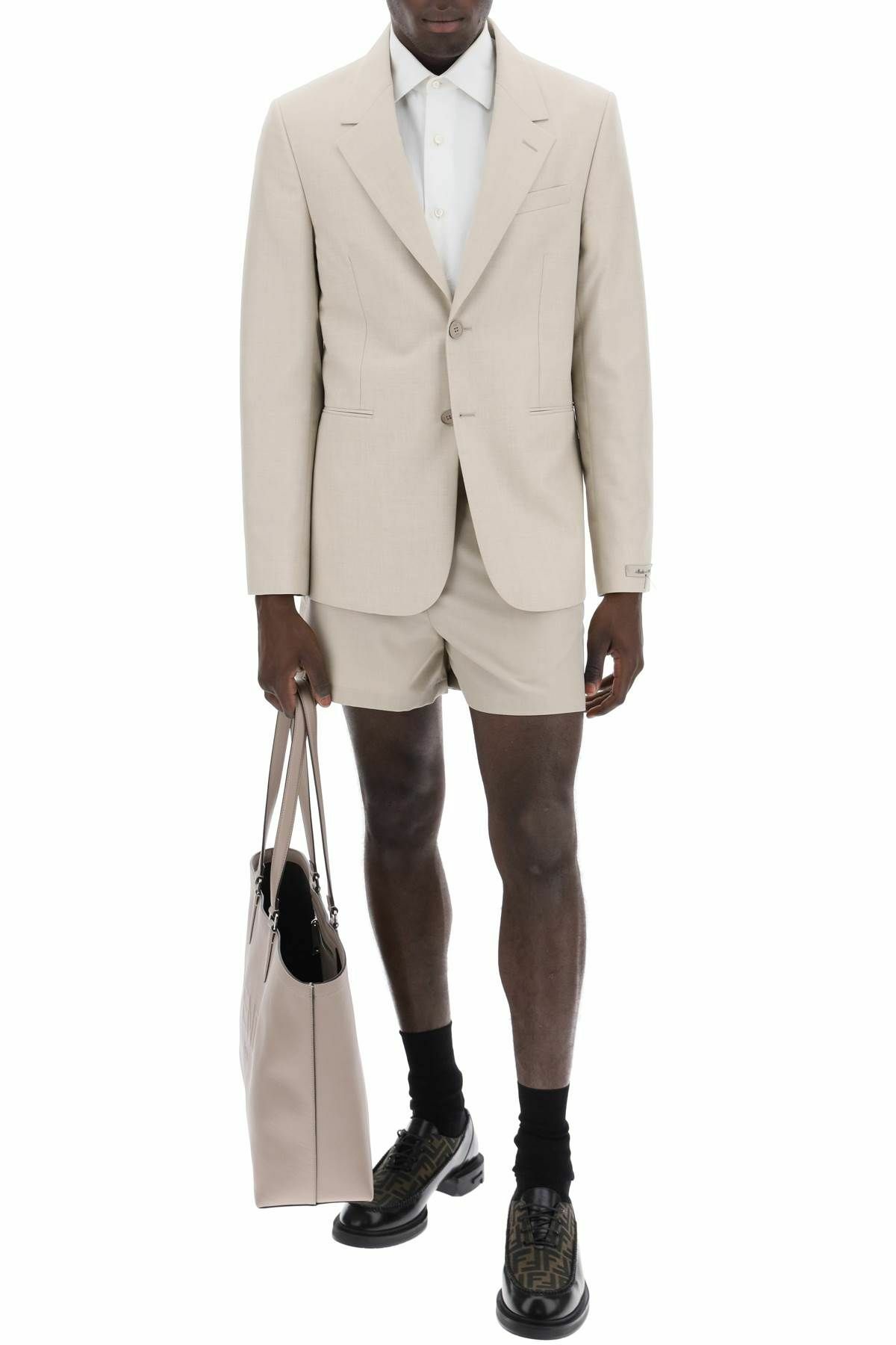 FENDI single-breasted wool blazer Beige