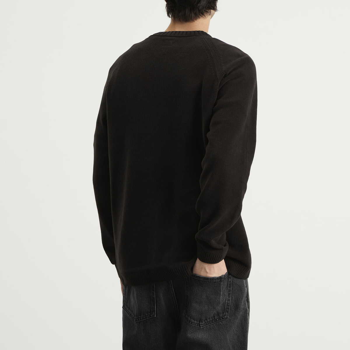 C.P. Company Men's Cotton Chenille Crewneck Lens Sweater in Black