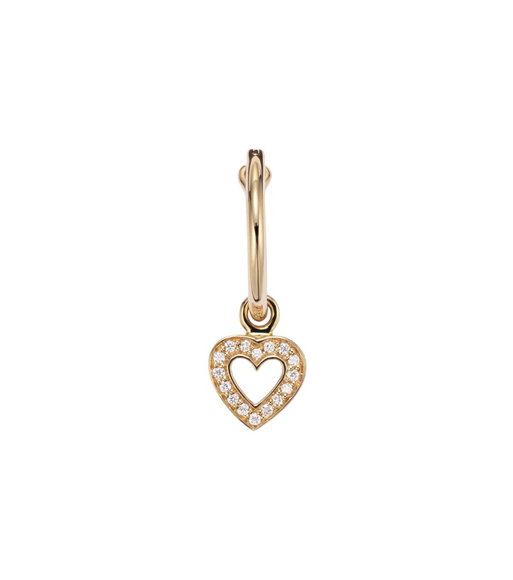 Photo: Sophie Bille Brahe Lettre De Mini Cœur 18kt gold single hoop earring with diamonds