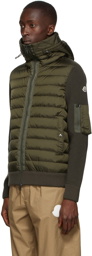 Moncler Green Down Hooded Cardigan