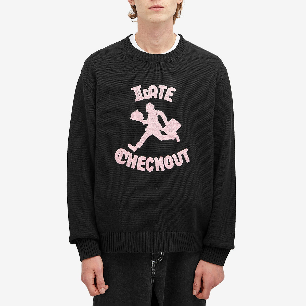 Late Checkout Men's Bellboy Crew Knit in Black
