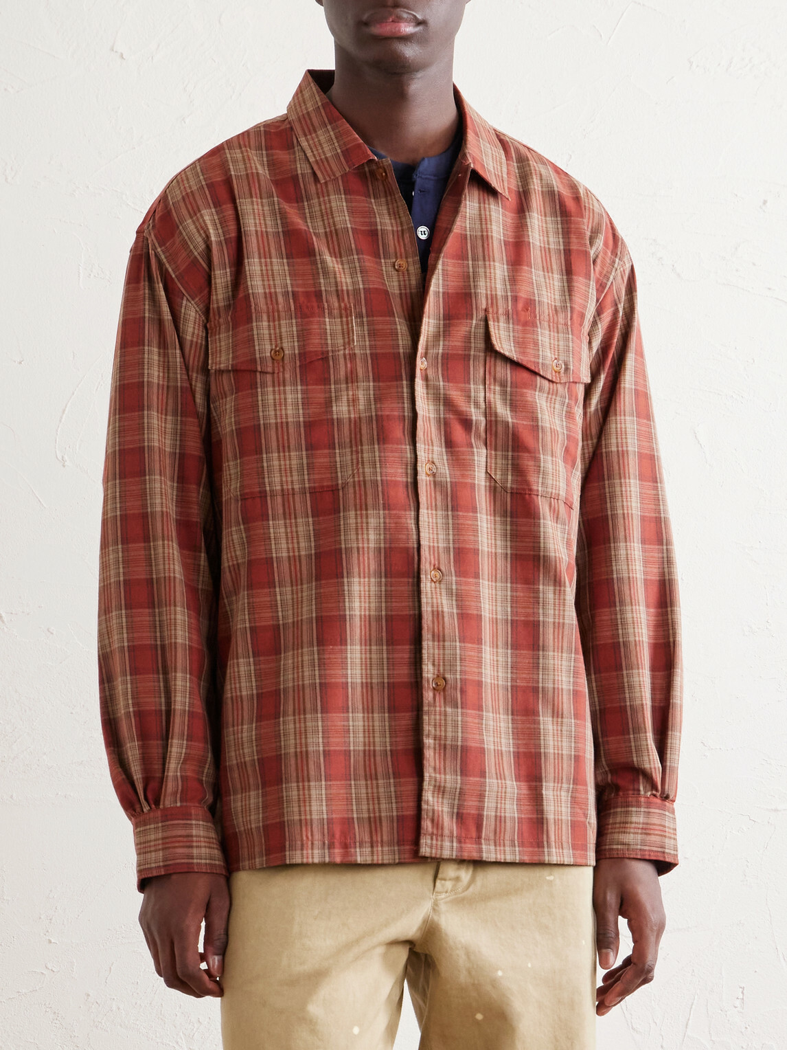 FrizmWORKS - Checked Cotton Shirt - Orange