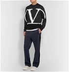 Valentino - Logo-Print Loopback Cotton-Blend Jersey Sweatshirt - Black