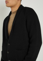 Tom Ford Shawl-lapel Ribbed Wool and Silk-blend Cardigan Black