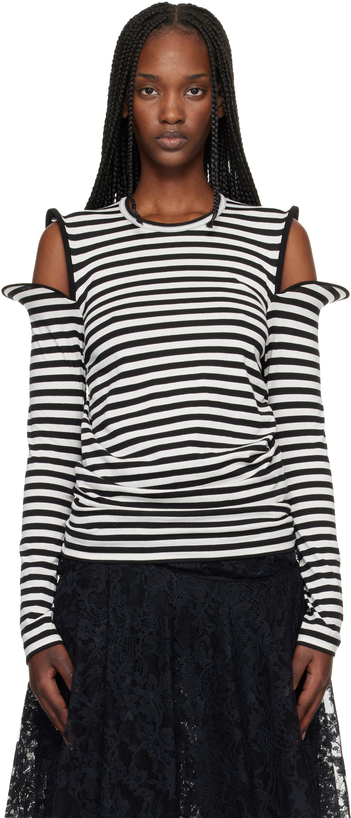 Junya Watanabe Black & White Stripe Jersey T-shirt
