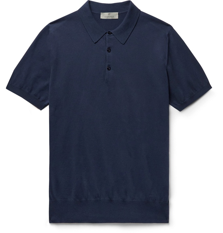 Photo: CANALI - Cotton Polo Shirt - Blue
