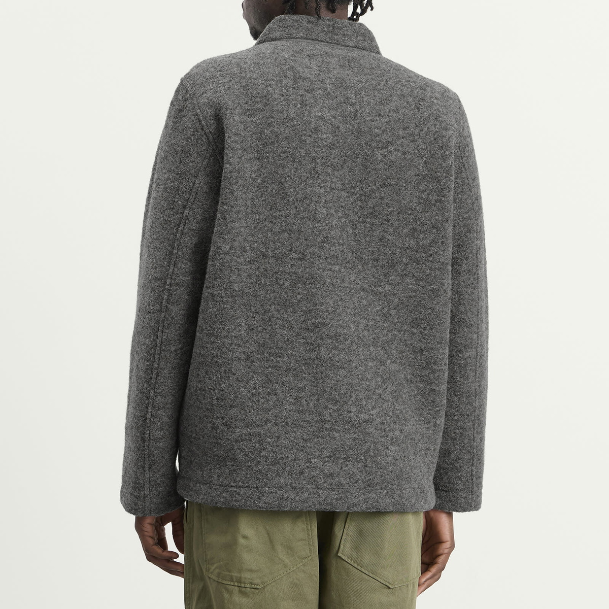 Universal Works Men's Wool Fleece Field Jacket in Grey Marl