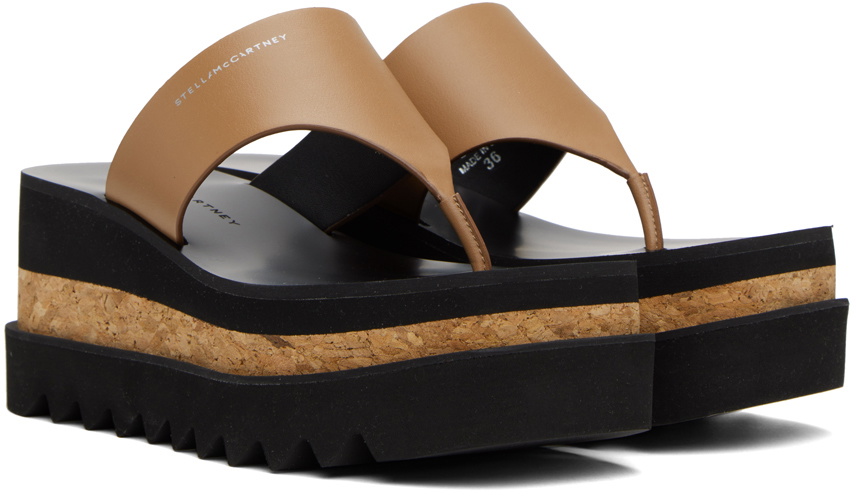 Stella McCartney Tan Sneak-Elyse Platform Thong Sandals