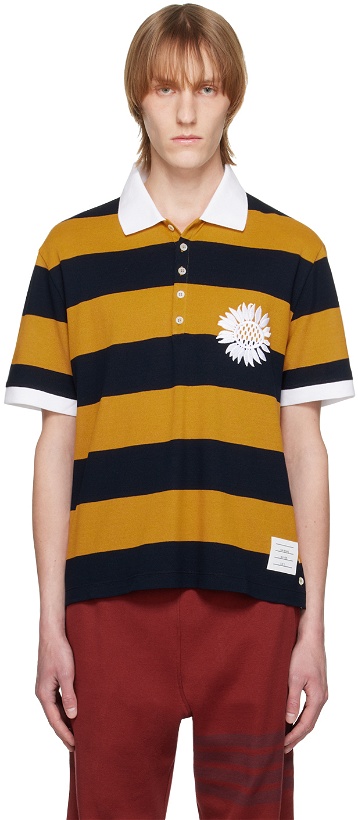 Photo: Thom Browne Navy & Yellow Flower Rugby Polo