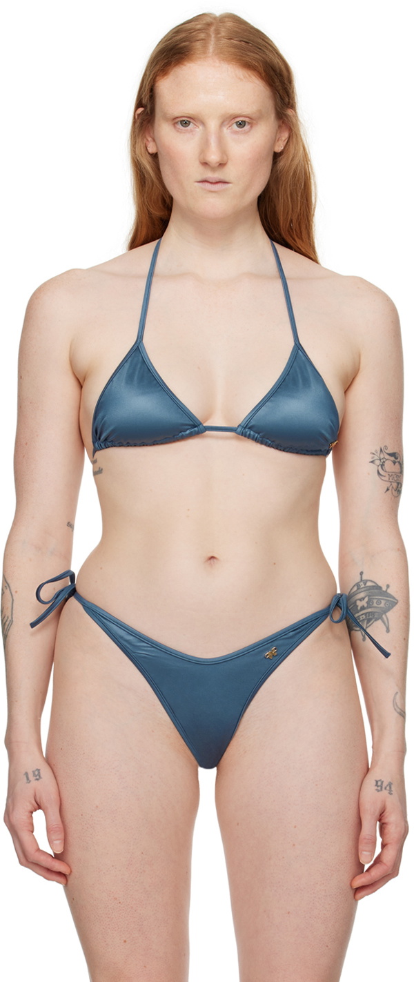 PALM ANGELS B Lurex Criss-cross Triangle Bikini Top Palm Angels