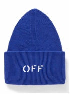 Off-White - Logo-Appliquéd Ribbed Cotton and Cashmere-Blend Beanie