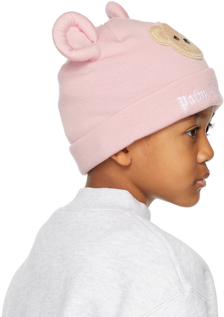 Palm Angels Kids Pink Bear Beanie Palm Angels