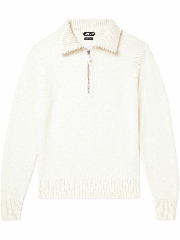 Photo: TOM FORD - Wool-Blend Half-Zip Sweater - White