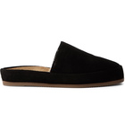 Mulo - Shearling-Lined Suede Slippers - Black