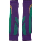Paolina Russo SSENSE Exclusive Purple and Green Knit Battle Gloves