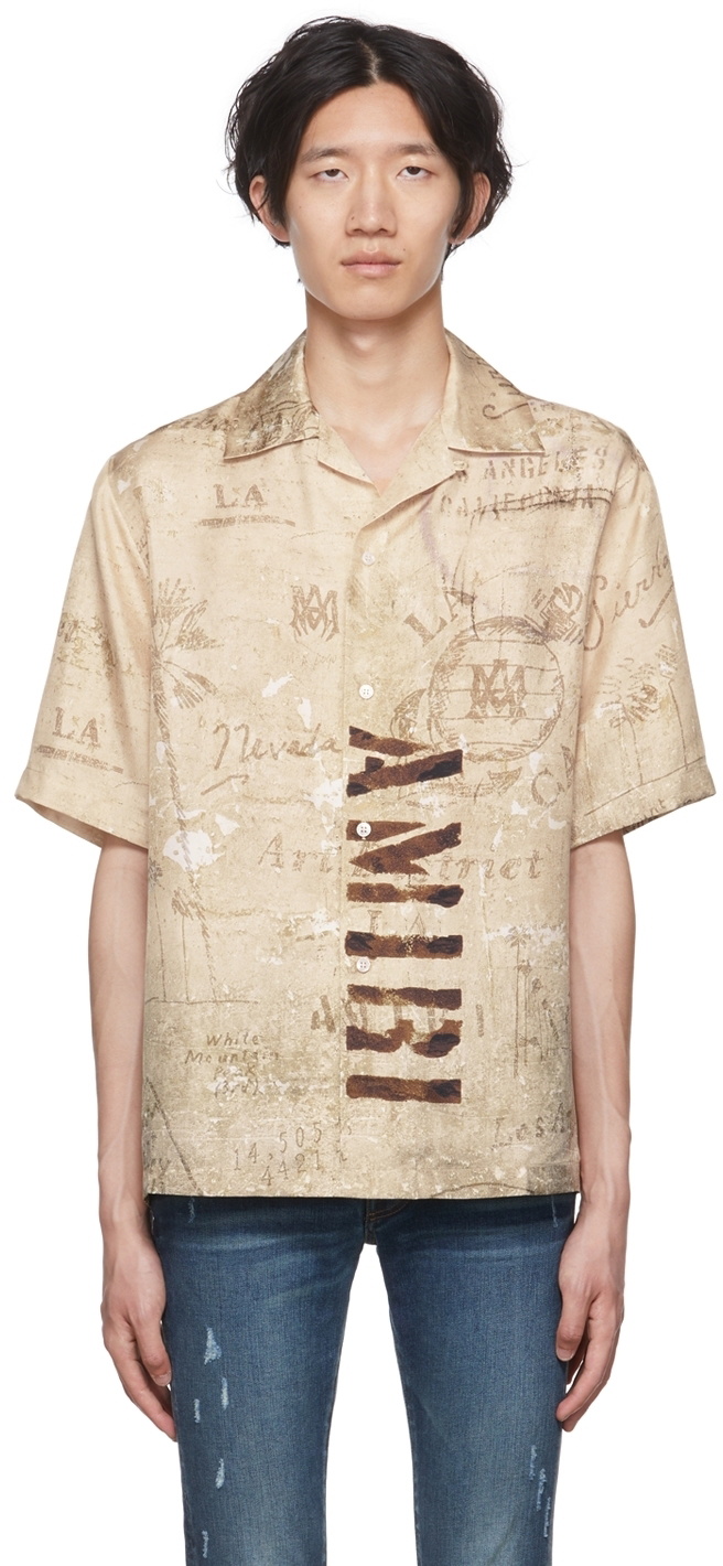 AMIRI Beige Army Stencil Camp Shirt Amiri