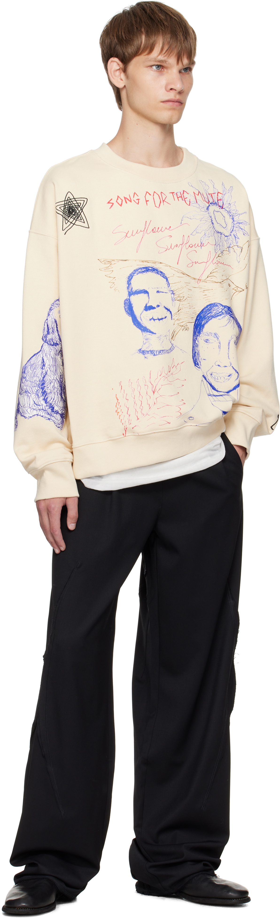 Song for the Mute Beige Sketchbook Relaxed Sweatshirt