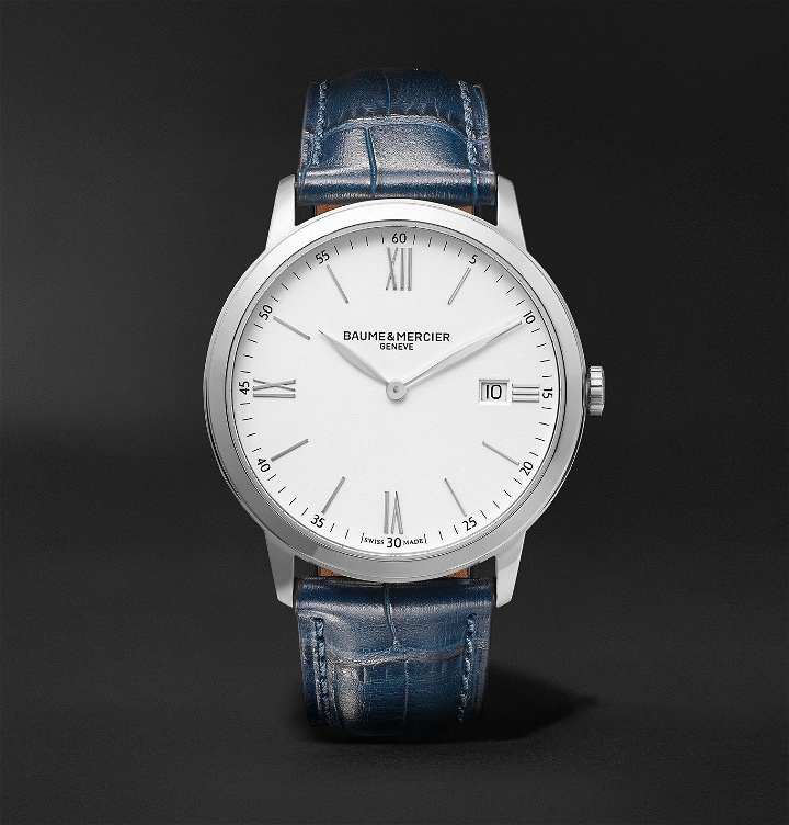 Photo: Baume & Mercier - Classima 40mm Steel and Croc-Effect Leather Watch, Ref. No. M0A10508 - White