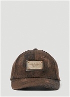 Dolce & Gabbana - Distressed Logo Plaque Baseball Hat in Brown