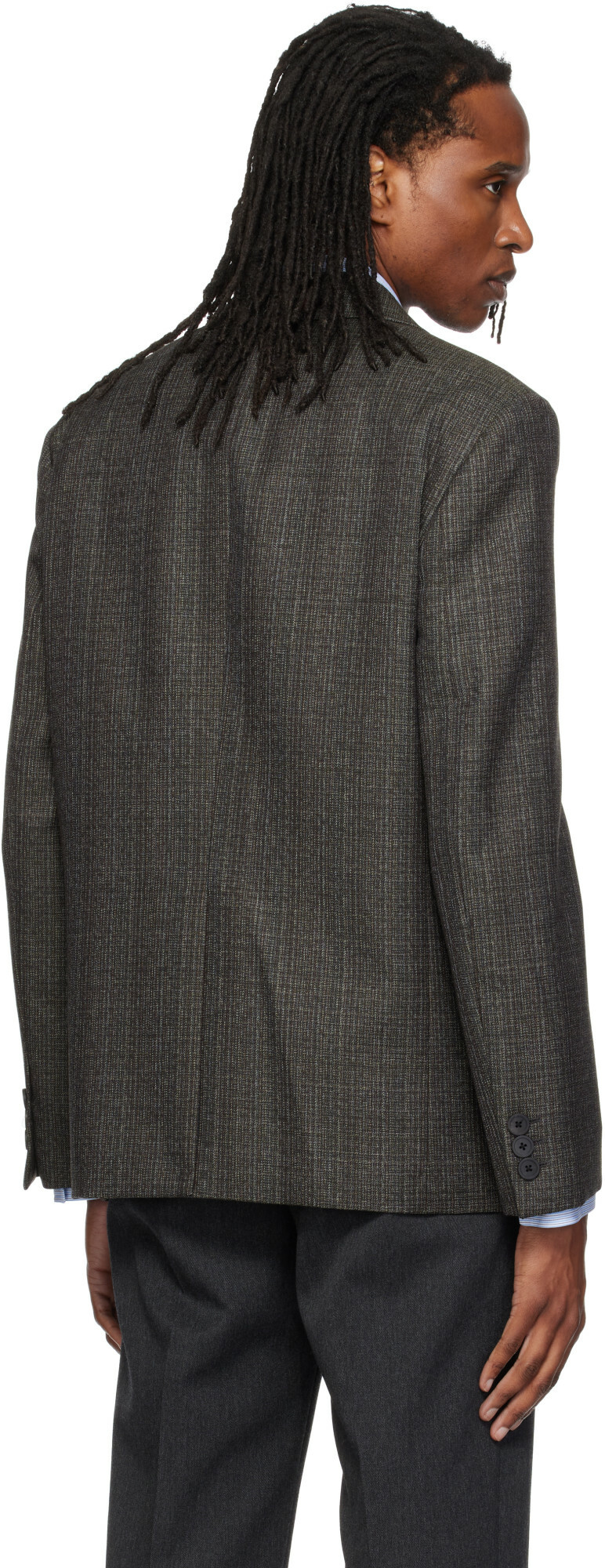 Solid Homme Brown Semi-Over Wool Set-Up Blazer