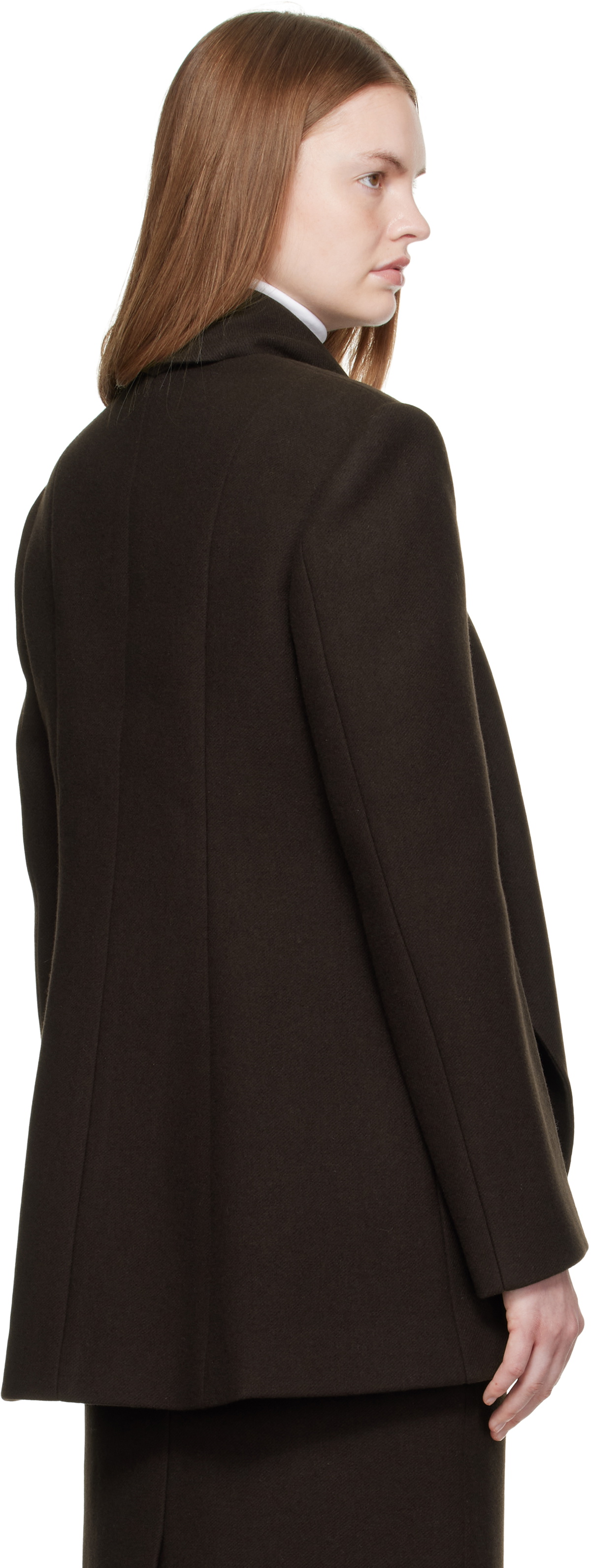 R2W Brown Mullin Wool Scarf Jacket